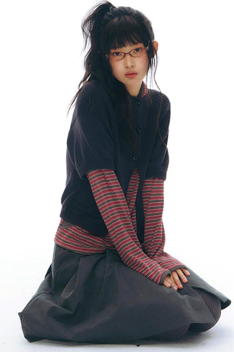 Striped Hooded Knit Tops