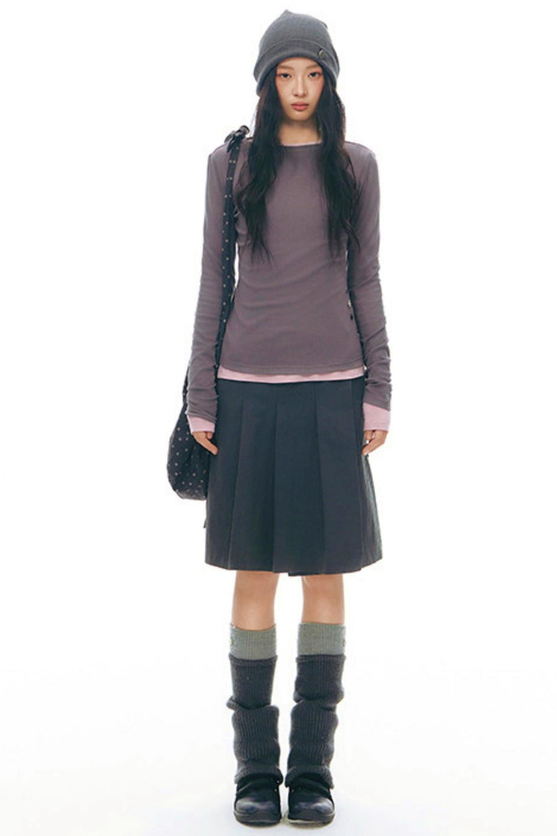 Y2k Button Layered Top