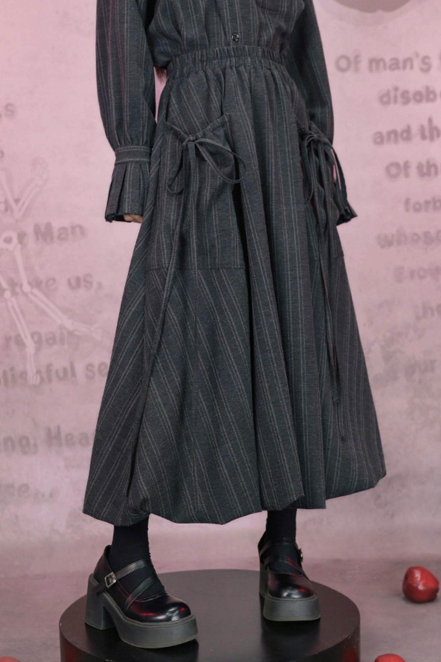 Eden Gray Embroidered Shirt + Skirt