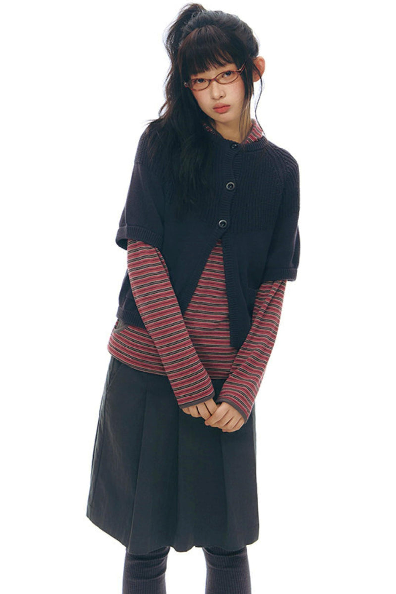 Striped Hooded Knit Tops