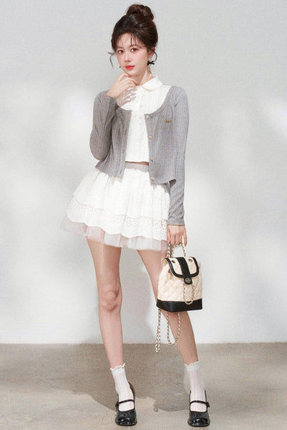 French Style Knit Cardigan + Skirt