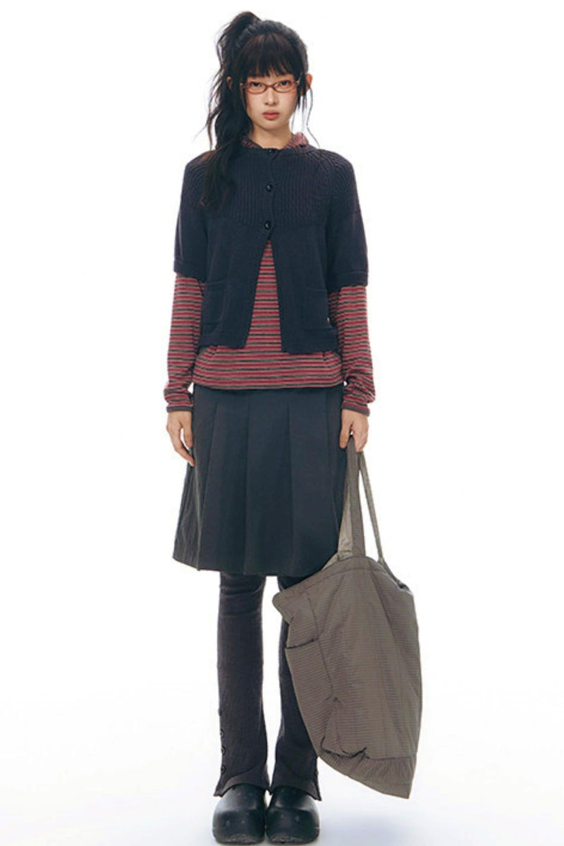 Striped Hooded Knit Tops