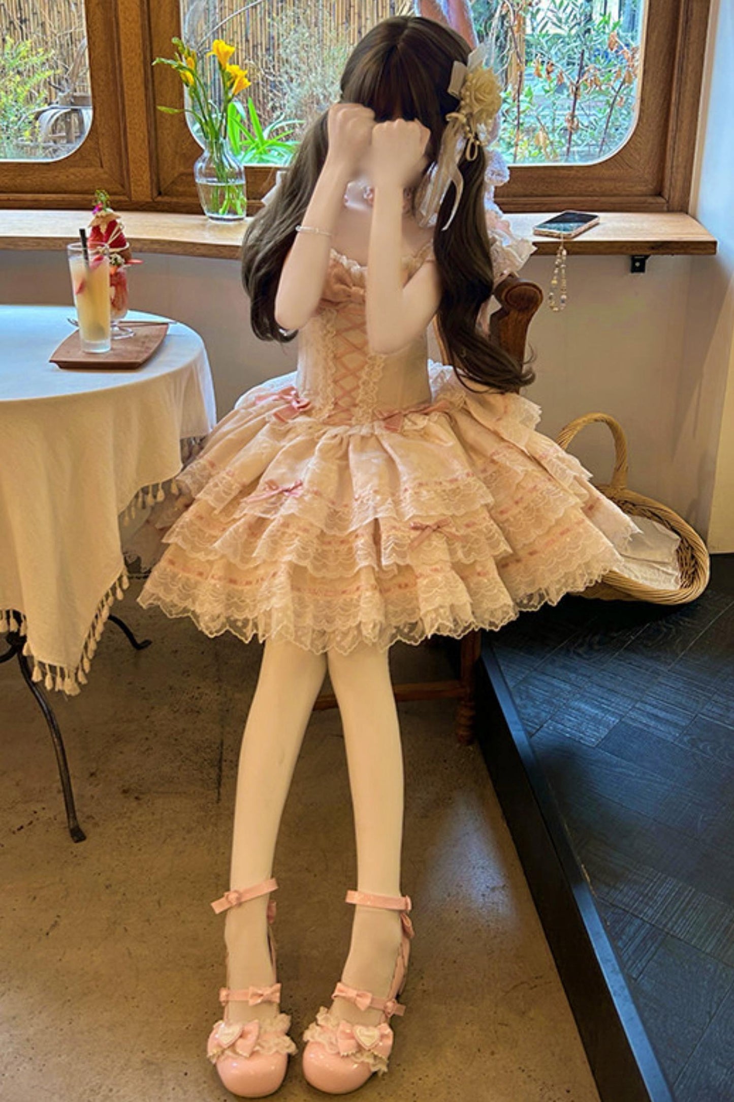 【予約商品】プリンセスリボンレースアップロリータドレス+アクセサリー