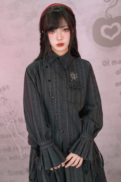 Eden Gray Embroidered Shirt + Skirt