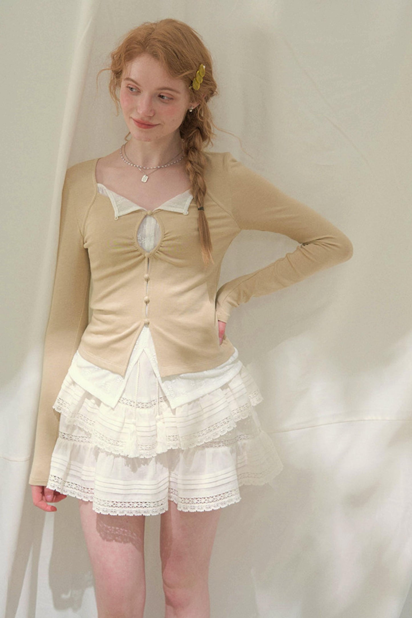 Seashell Lace Layered Top