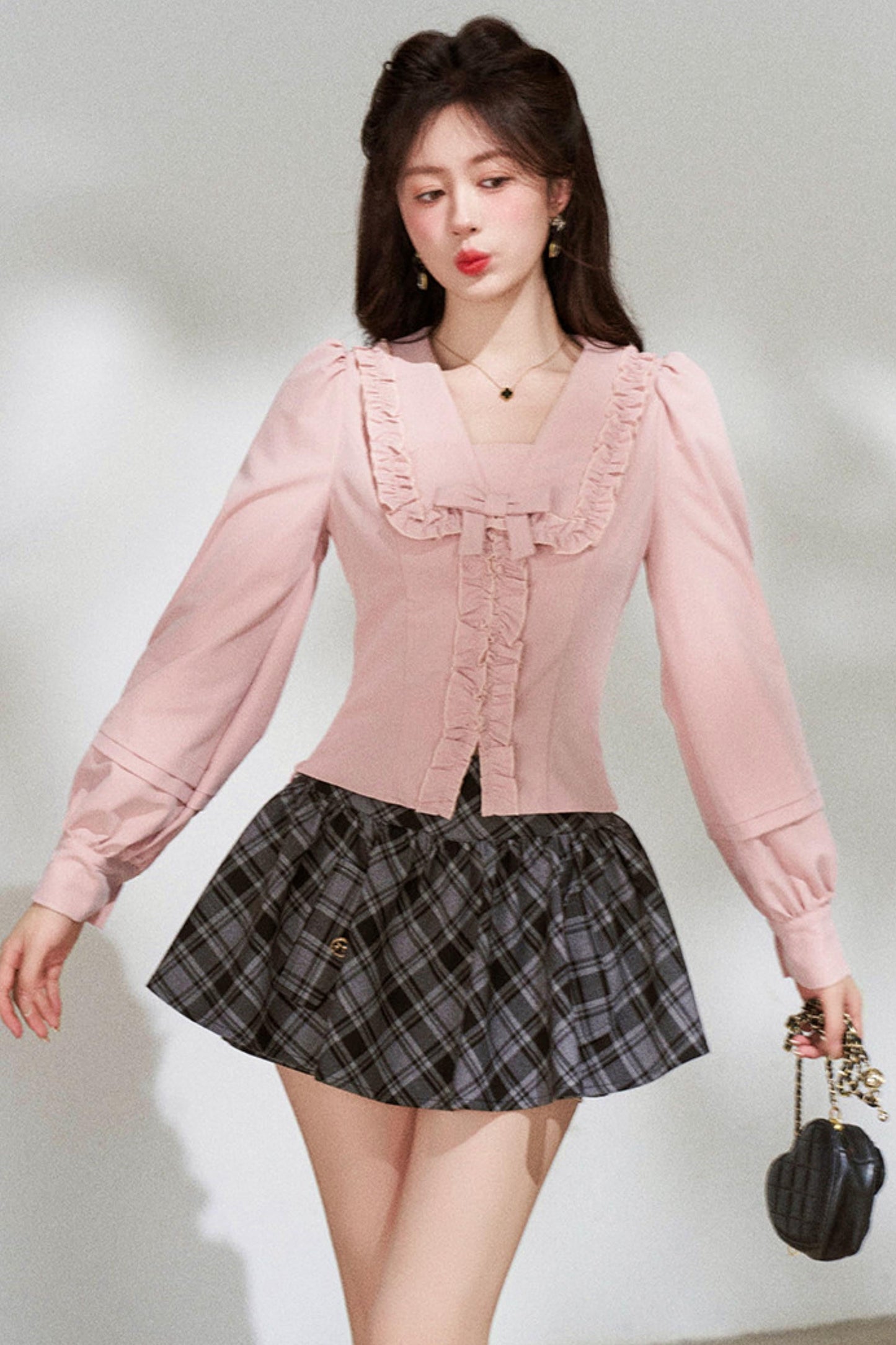 Ruffled Pink Blouse + Skirt