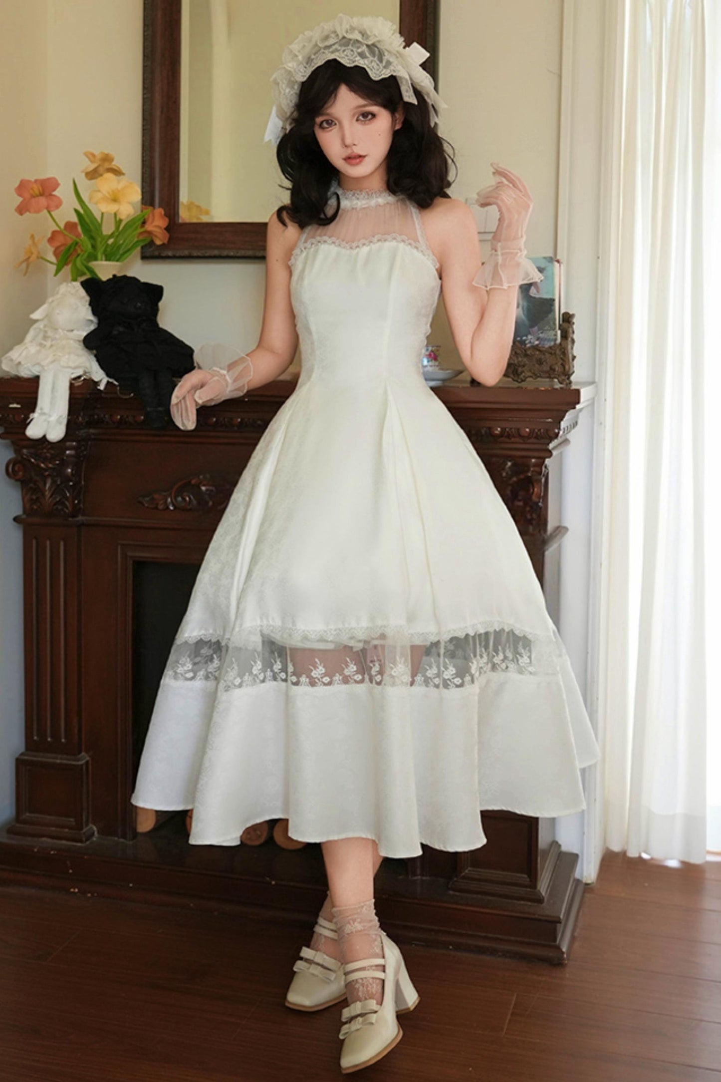 Mist Flower Halter Neck Twin Dress