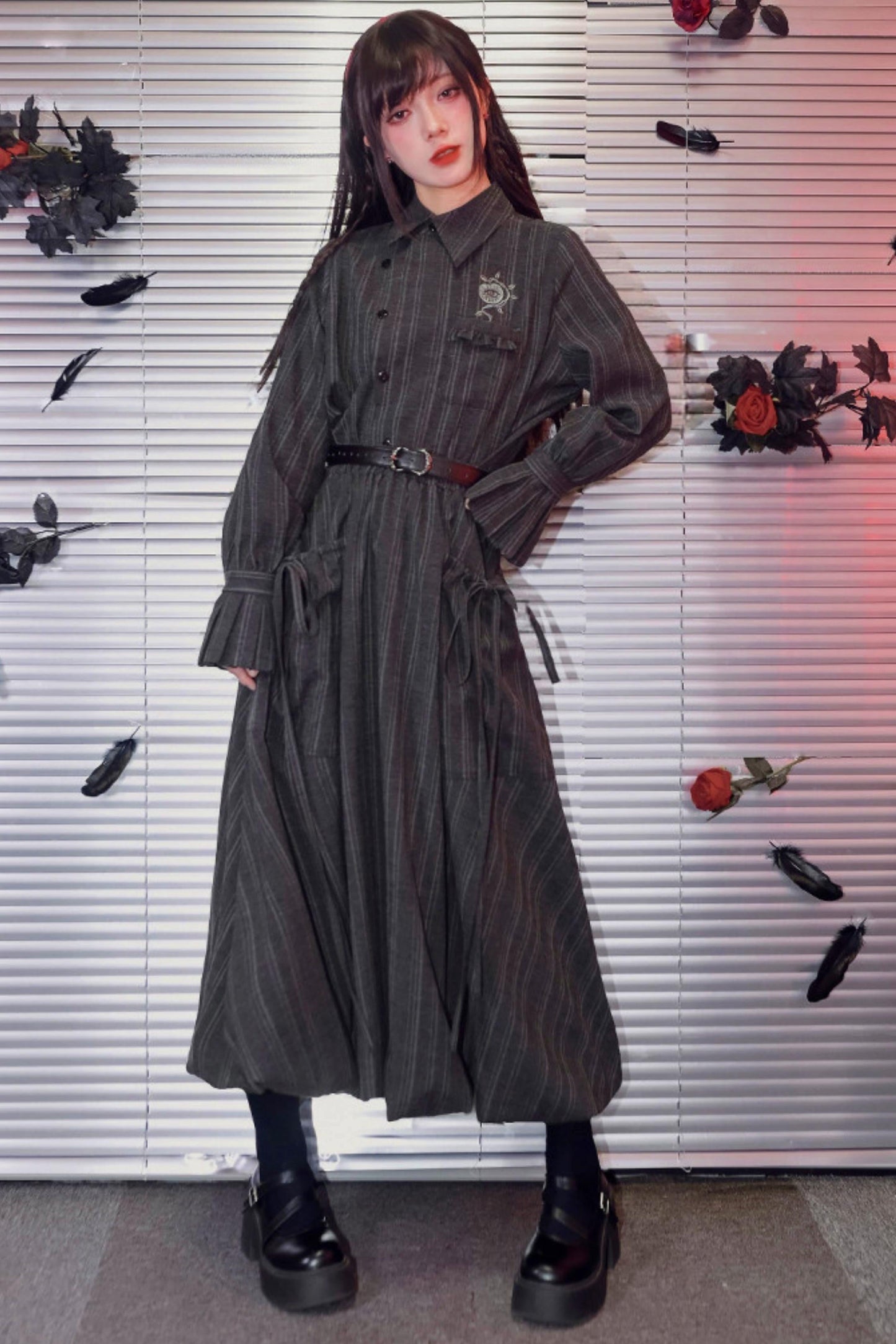 Eden Gray Embroidered Shirt + Skirt