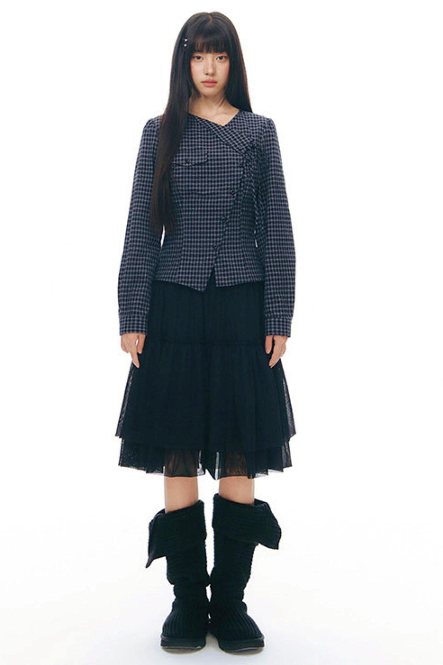 Y2k Small Checkered Shirt + Skirt