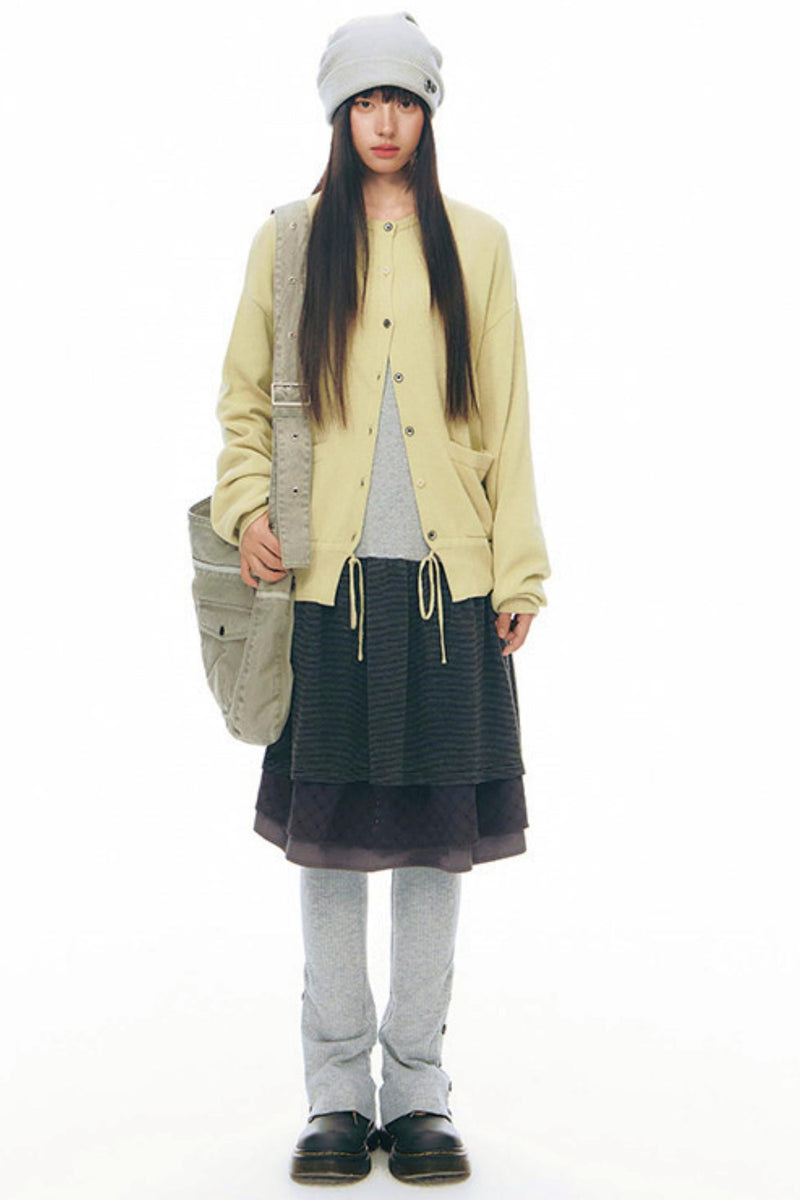 Drawstring Knit Cardigan