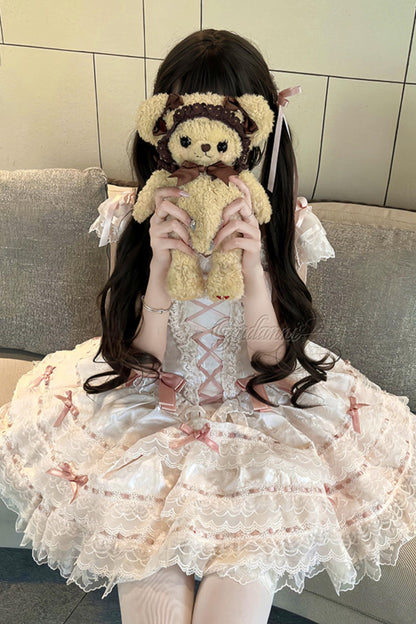 【予約商品】プリンセスリボンレースアップロリータドレス+アクセサリー