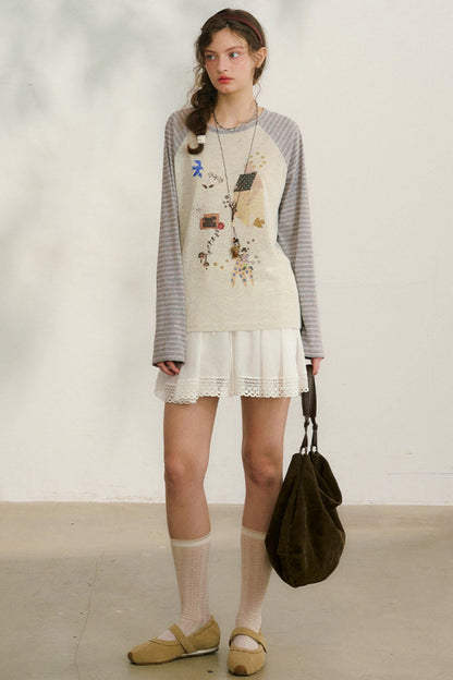 Striped Sleeve Retro Top