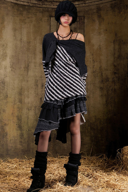 Color Block Striped Knit Sweater