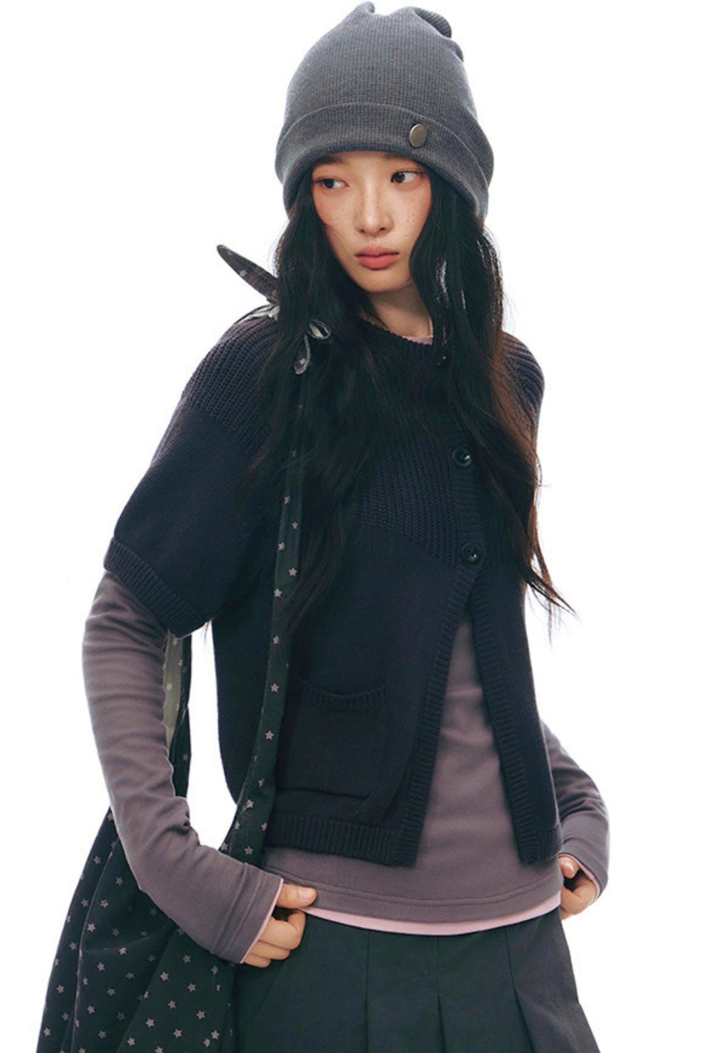 Y2k Button Layered Top