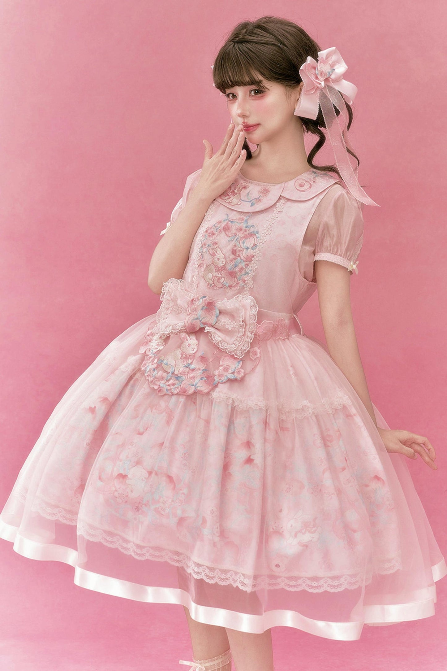 うさぎと桃のチャイナドレス+トップス+アウター+アクセサリー