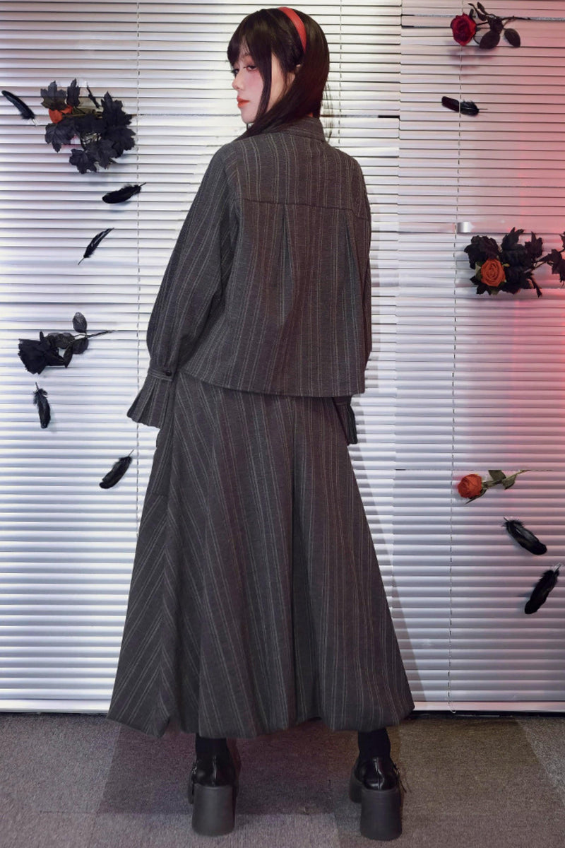 Eden Gray Embroidered Shirt + Skirt