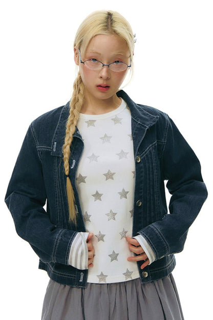Pleated Denim Jacket + Skirt