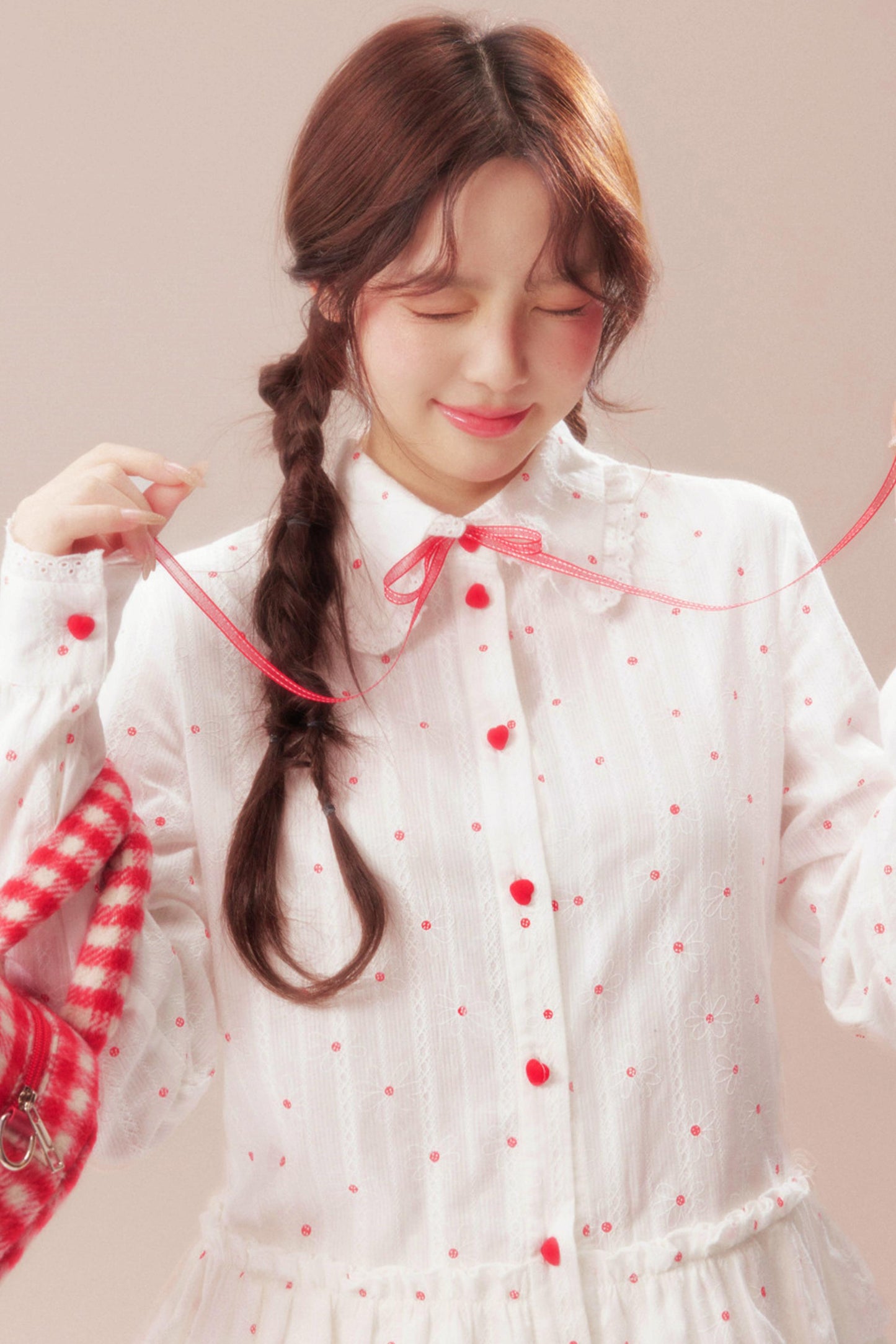 Gardenia Whispering Lace Blouse + Polka Dot Skirt