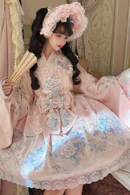ピオニーサテンクロスカラージャケット+スカート+ドレス+トップス+ヘアアクセサリー