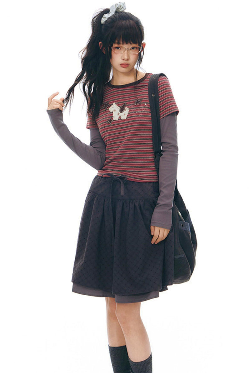 Y2k Button Layered Top