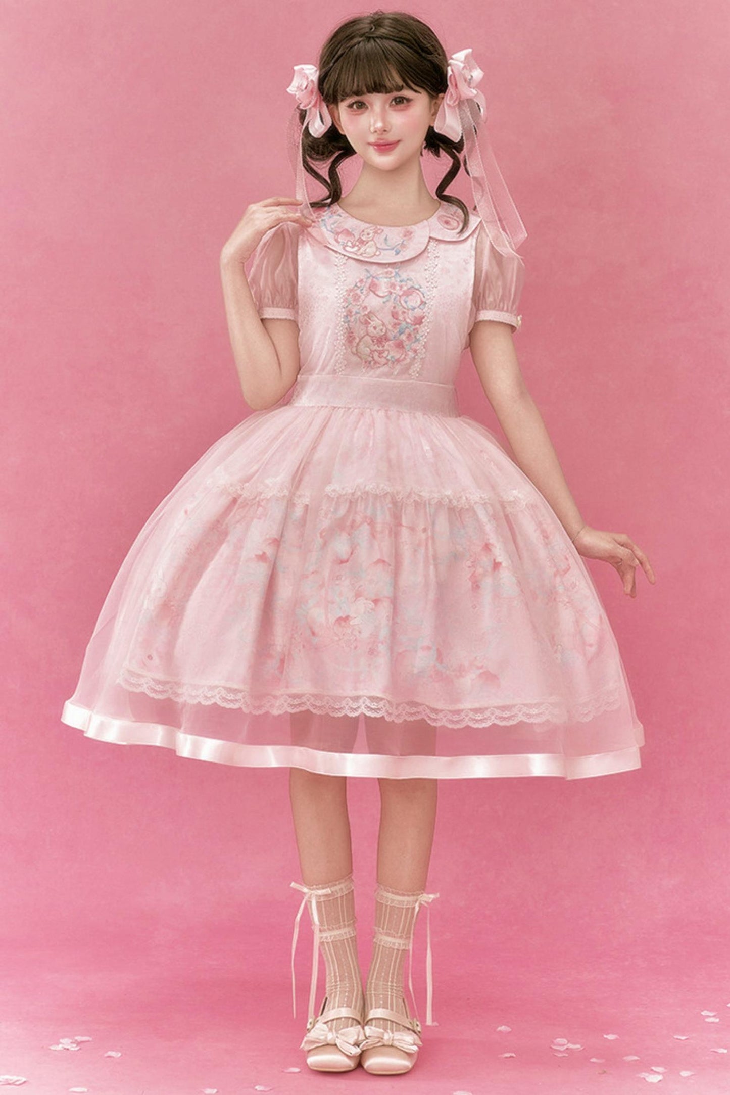 うさぎと桃のチャイナドレス+トップス+アウター+アクセサリー