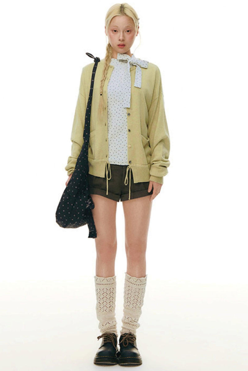 Drawstring Knit Cardigan
