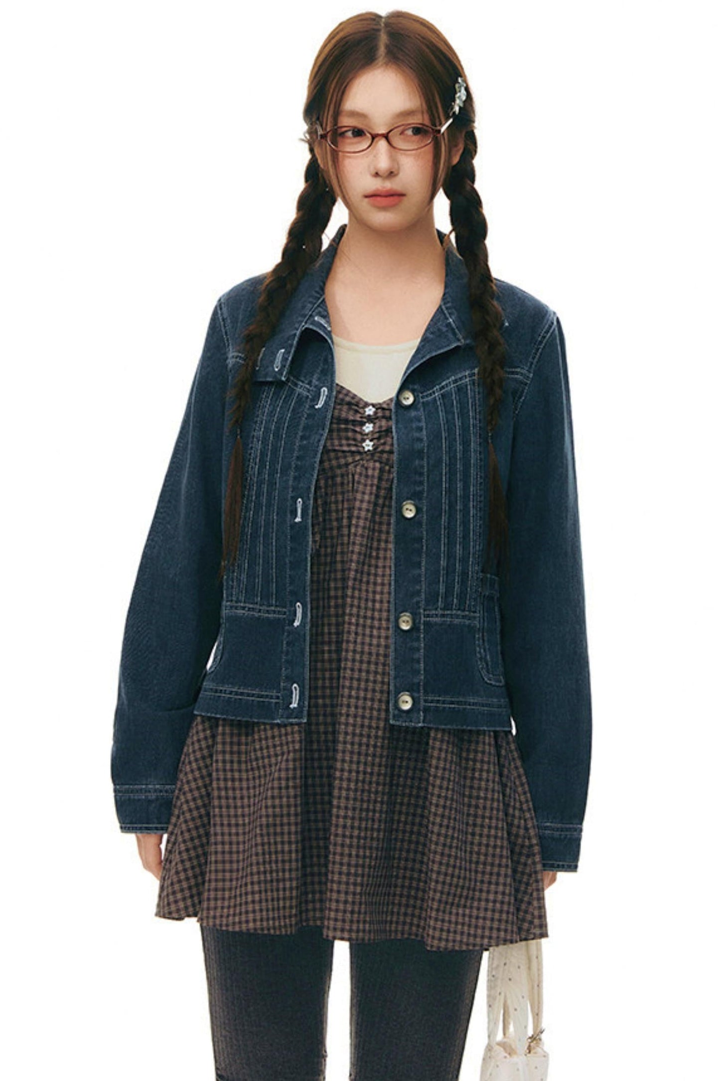Pleated Denim Jacket + Skirt
