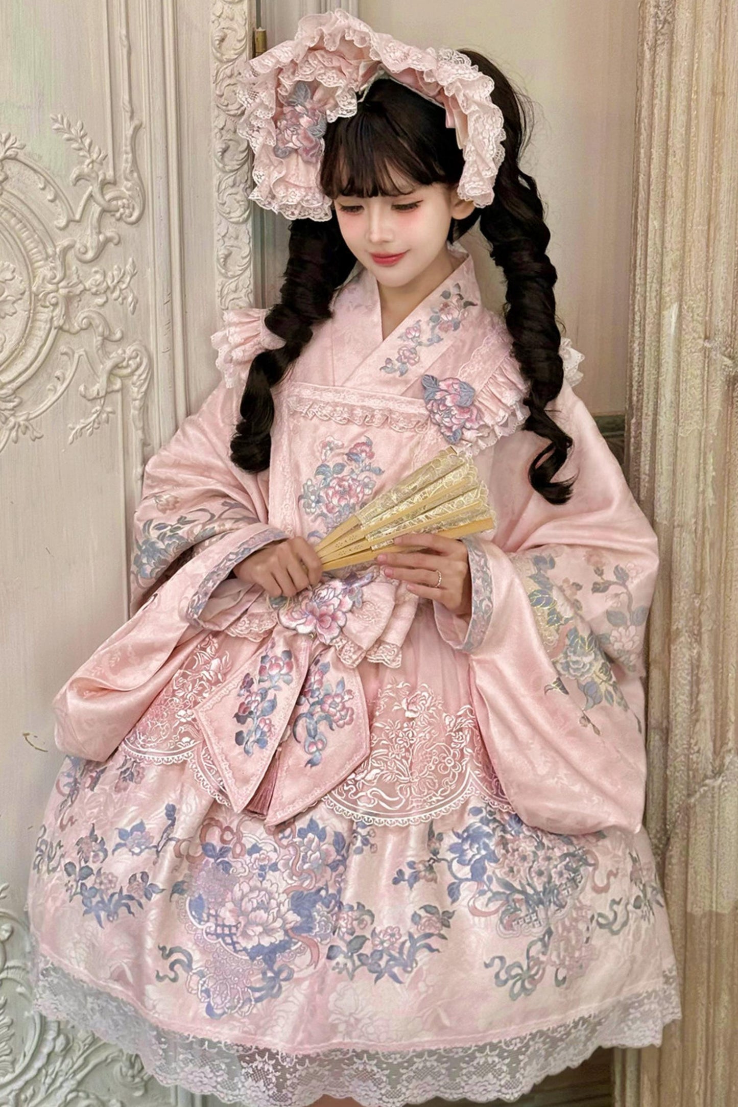 ピオニーサテンクロスカラージャケット+スカート+ドレス+トップス+ヘアアクセサリー