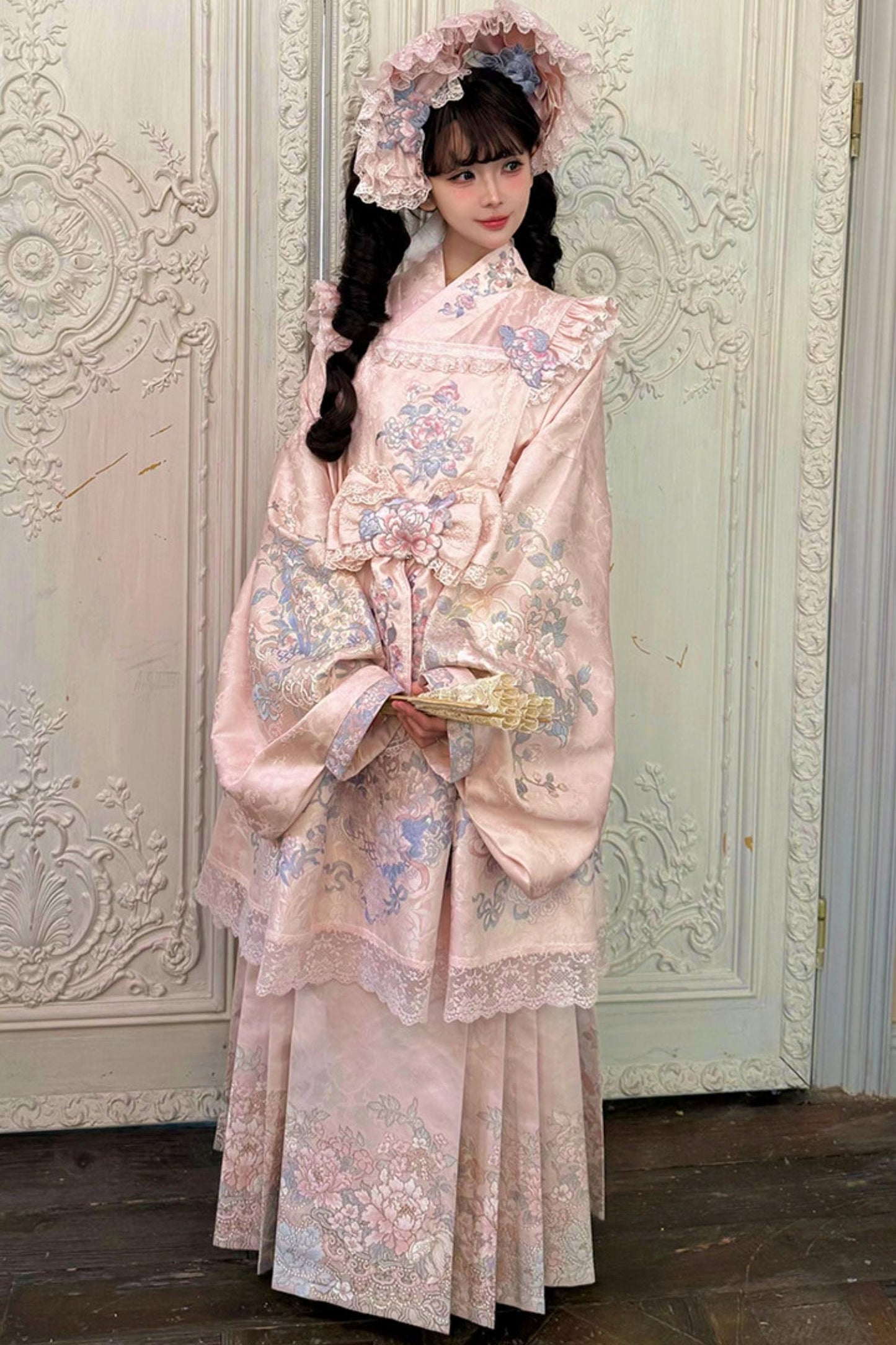 ピオニーサテンクロスカラージャケット+スカート+ドレス+トップス+ヘアアクセサリー