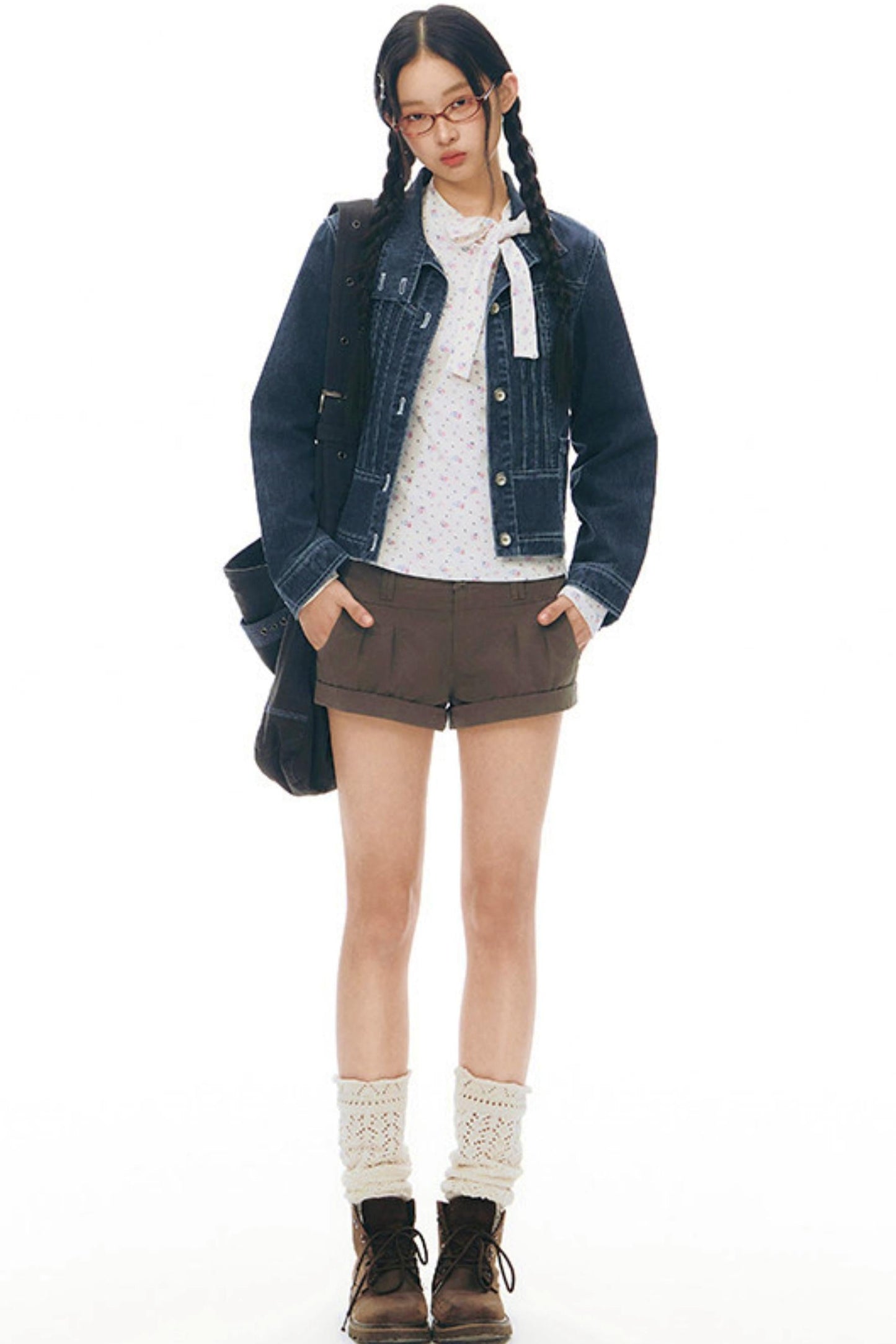 Pleated Denim Jacket + Skirt