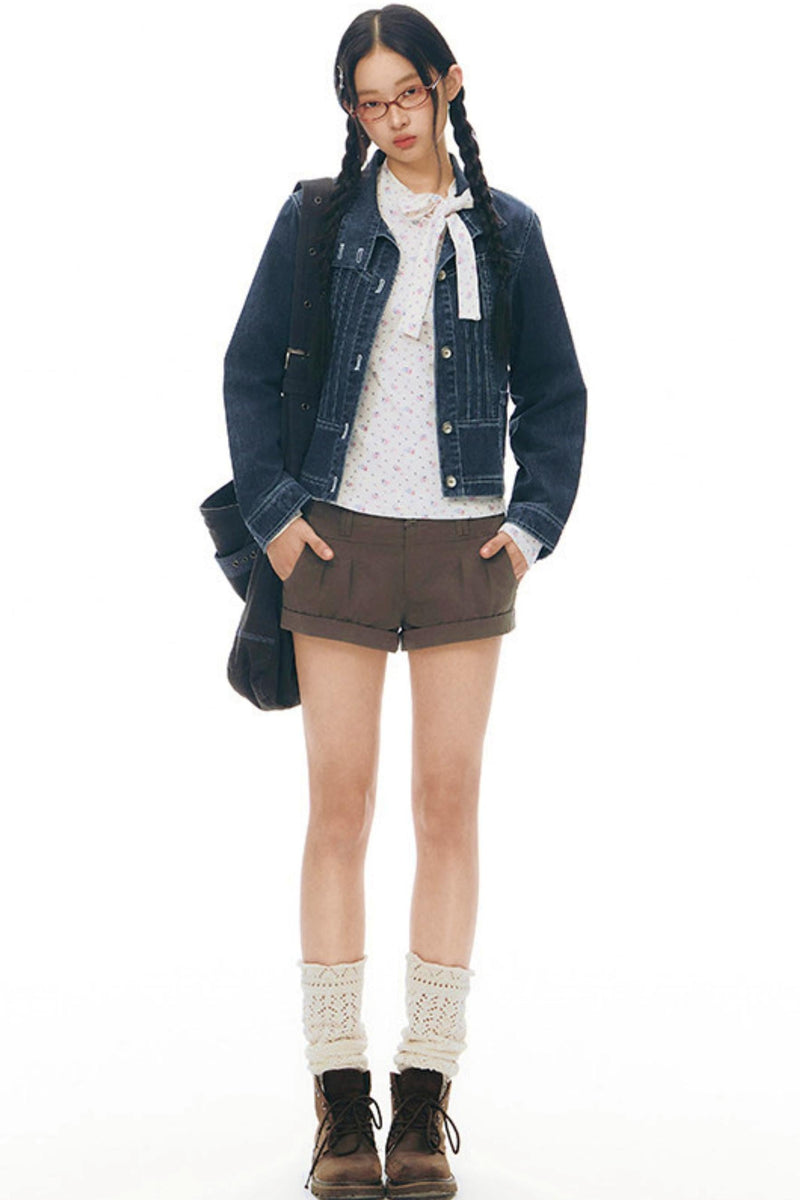 Pleated Denim Jacket + Skirt