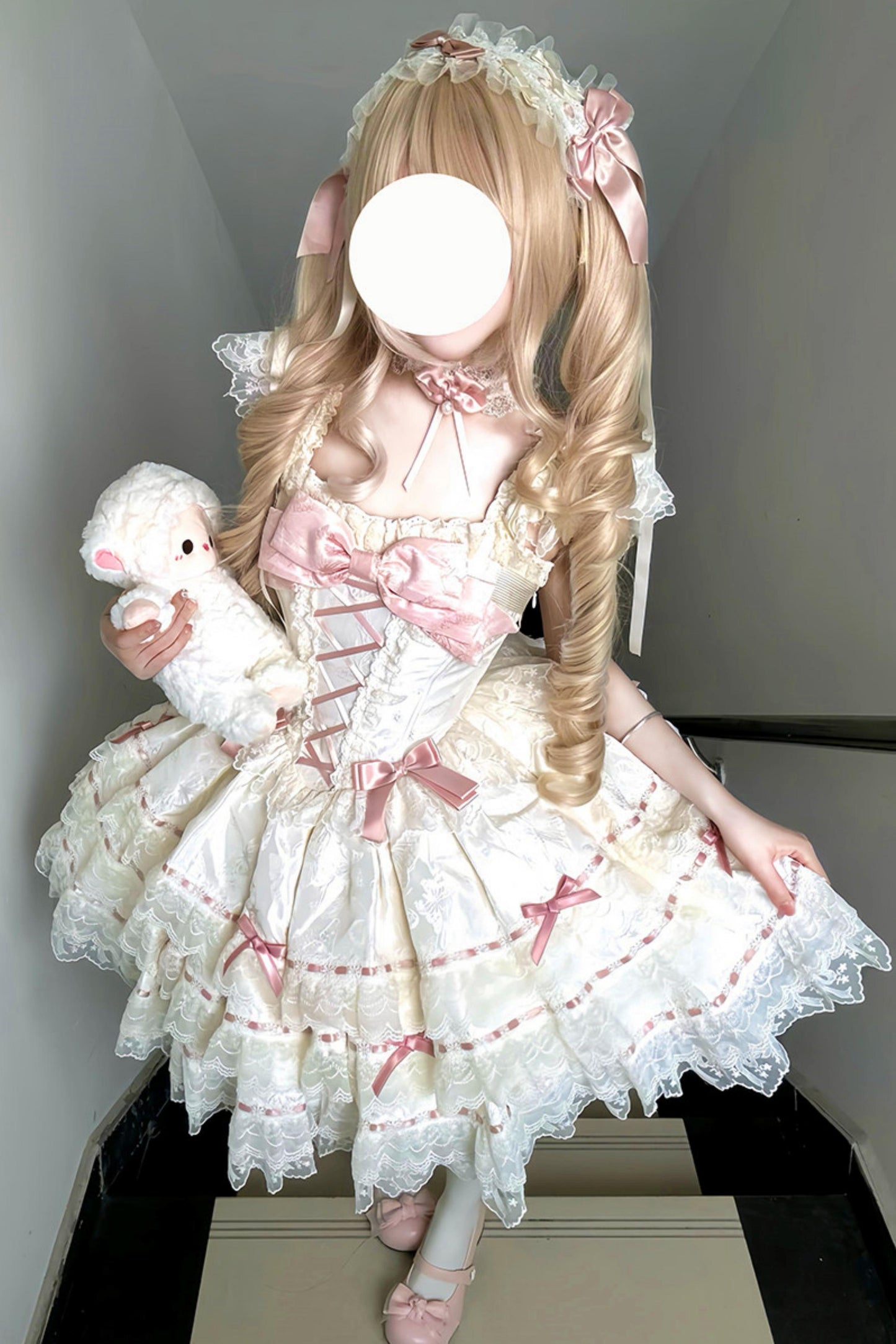 【予約商品】プリンセスリボンレースアップロリータドレス+アクセサリー