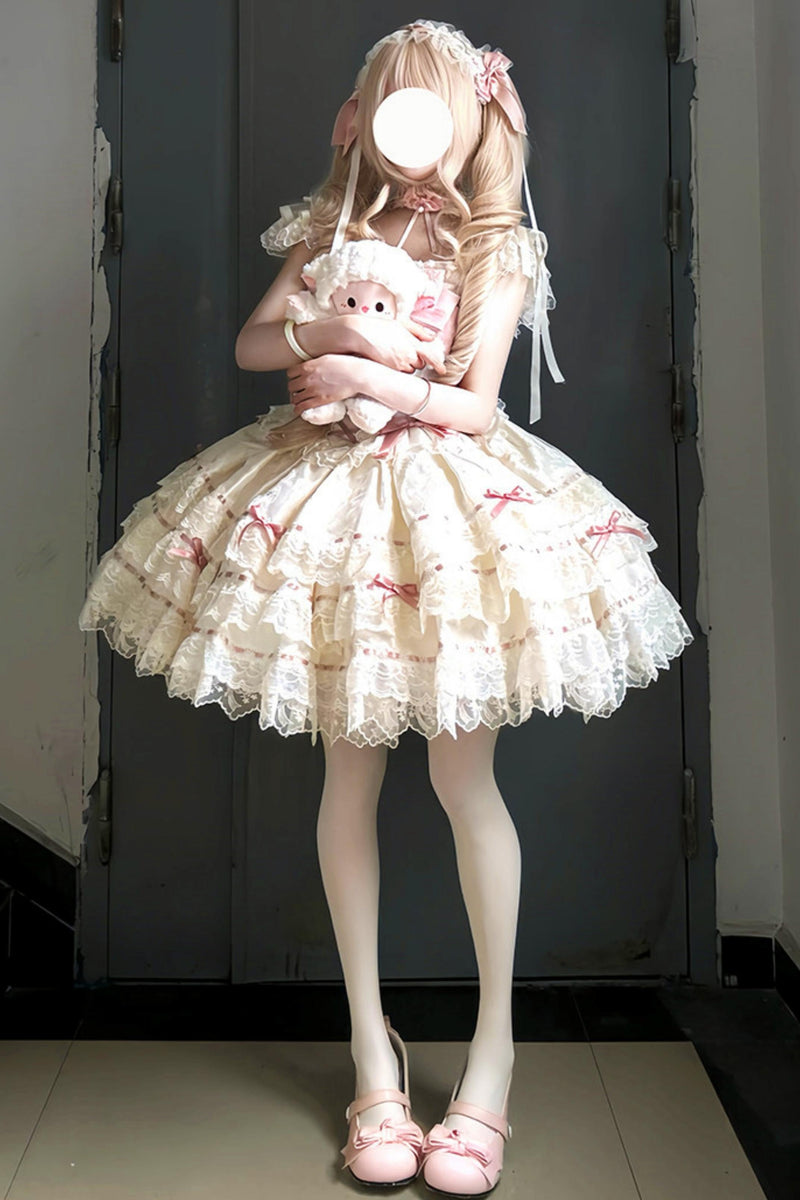 【予約商品】プリンセスリボンレースアップロリータドレス+アクセサリー