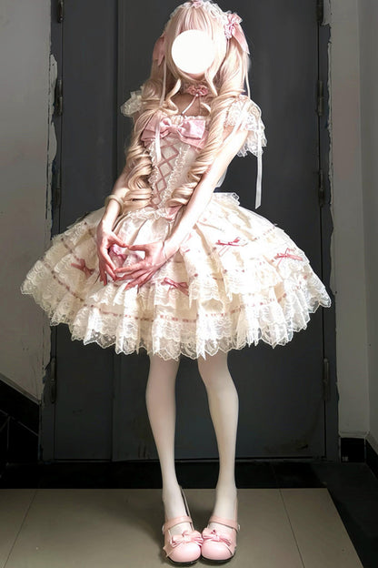 【予約商品】プリンセスリボンレースアップロリータドレス+アクセサリー
