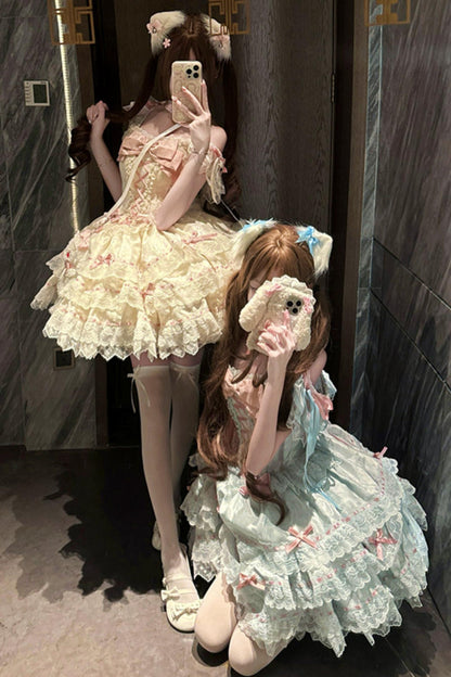 【予約商品】プリンセスリボンレースアップロリータドレス+アクセサリー