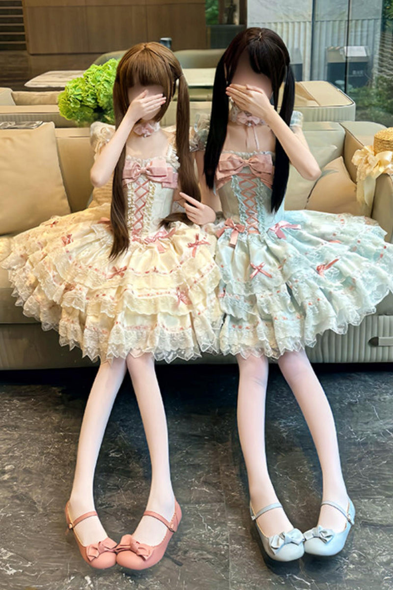 【予約商品】プリンセスリボンレースアップロリータドレス+アクセサリー