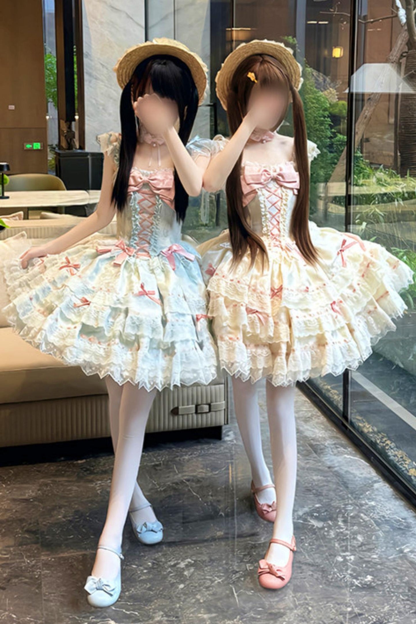 【予約商品】プリンセスリボンレースアップロリータドレス+アクセサリー