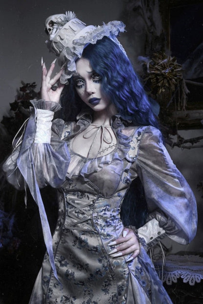[pre-order] Gothic Zombie Bride Jacquard Slip Dress