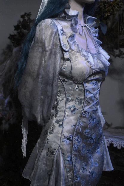 [pre-order] Gothic Zombie Bride Jacquard Slip Dress