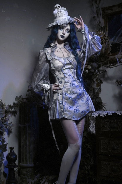 [pre-order] Gothic Zombie Bride Jacquard Slip Dress