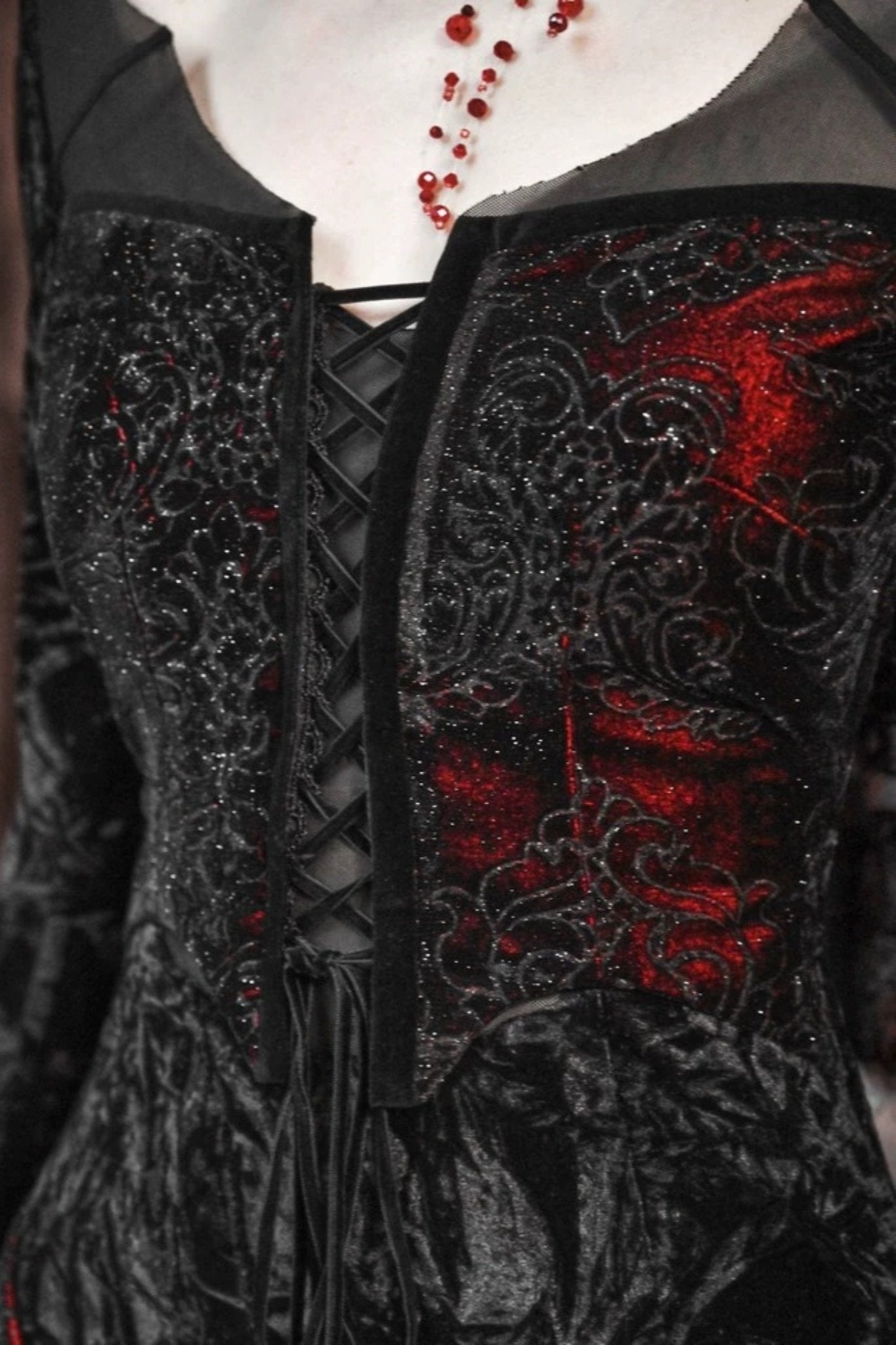 [pre-order] Gothic Velvet Crimson Fish Tail Dress