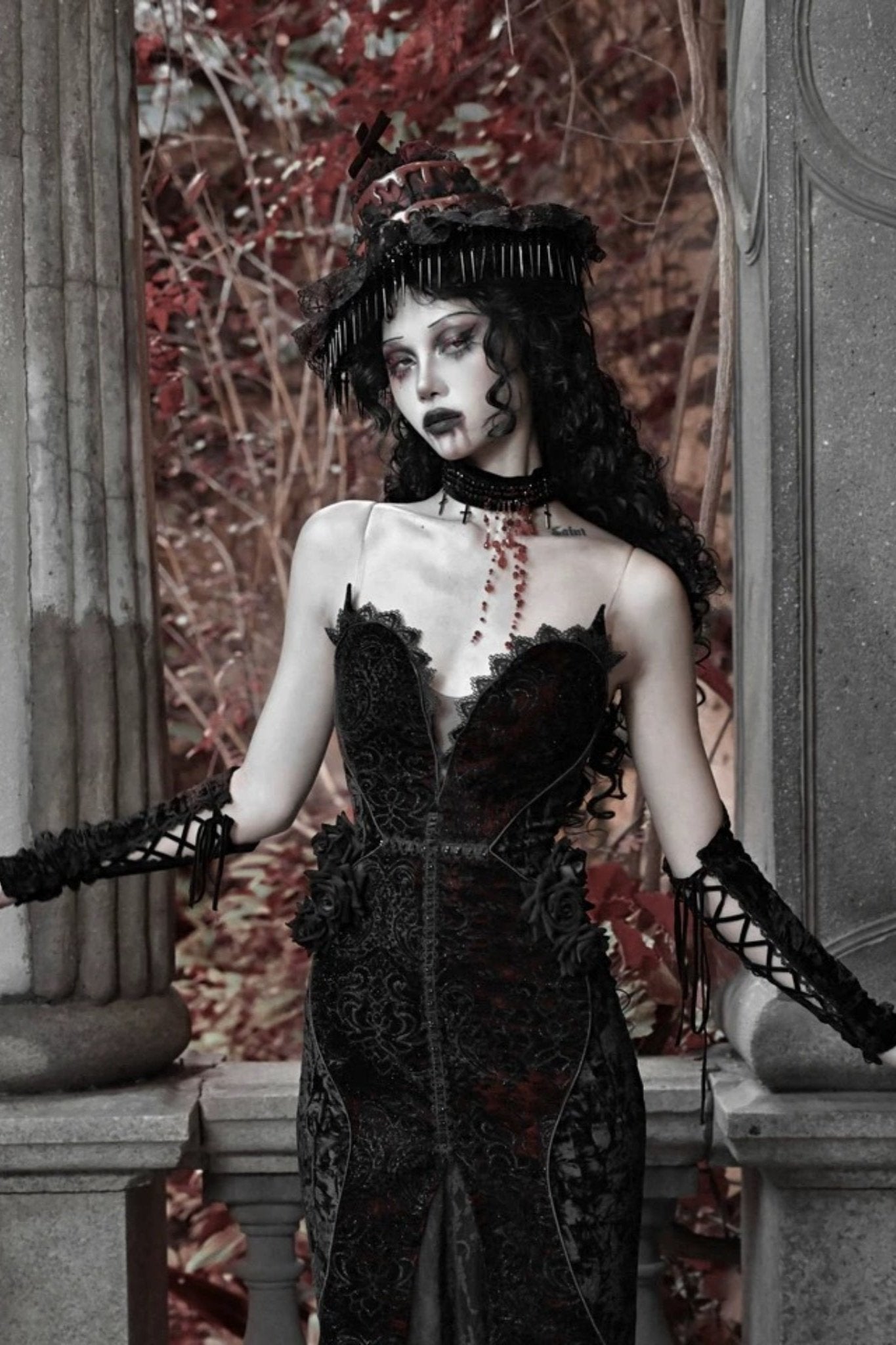 [pre-order] Velvet Glitter Gothic Mermaid Dress