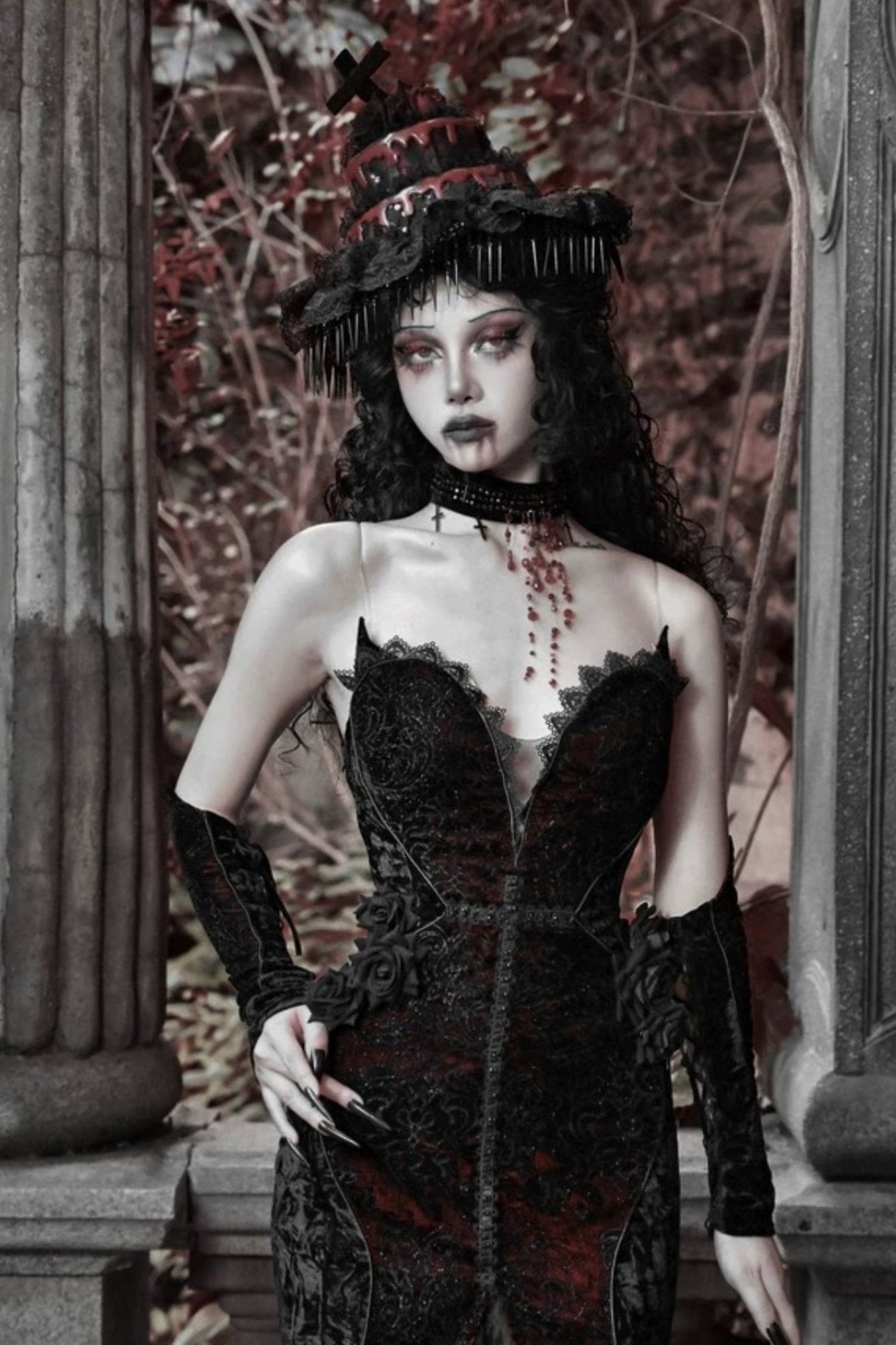 [pre-order] Velvet Glitter Gothic Mermaid Dress