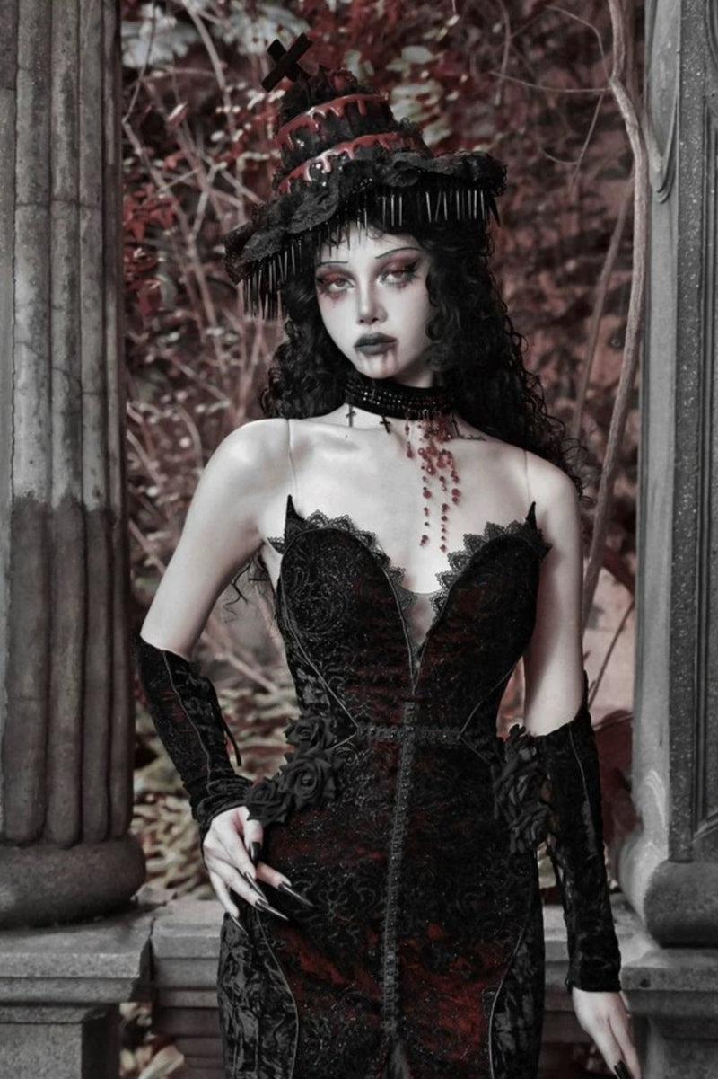 [pre-order] Velvet Glitter Gothic Mermaid Dress