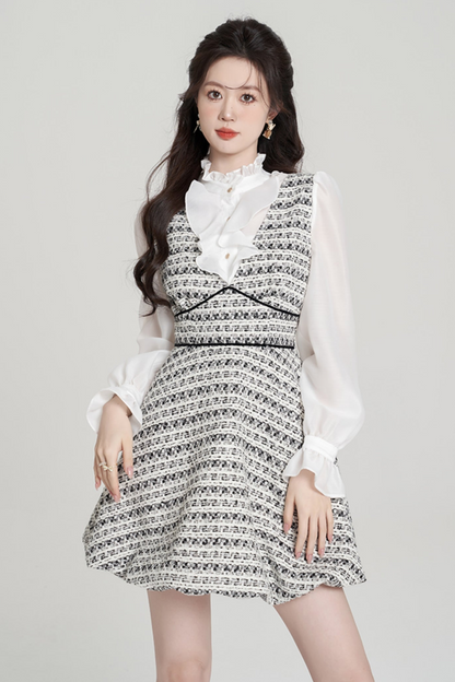 Houndstooth High-end Bud Skirt Dress Set