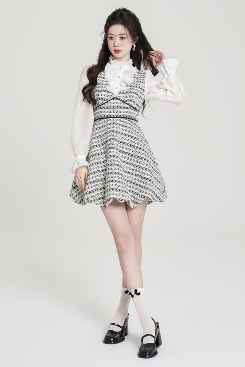 Houndstooth High-end Bud Skirt Dress Set