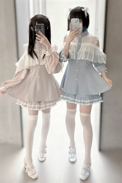 [pre-order] Japanese Yarn Off Shoulder Cape Suit