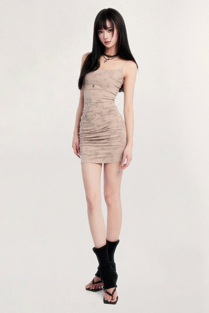 Tie-dye Suspender Hip Skirt Dress