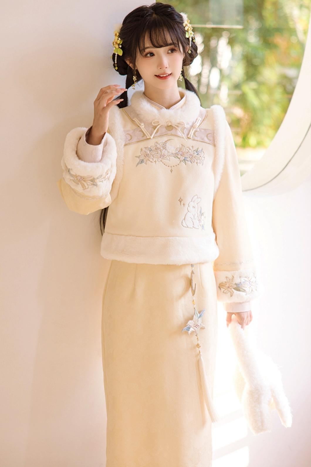 [pre-order] Wool Chinese-style Dress Set