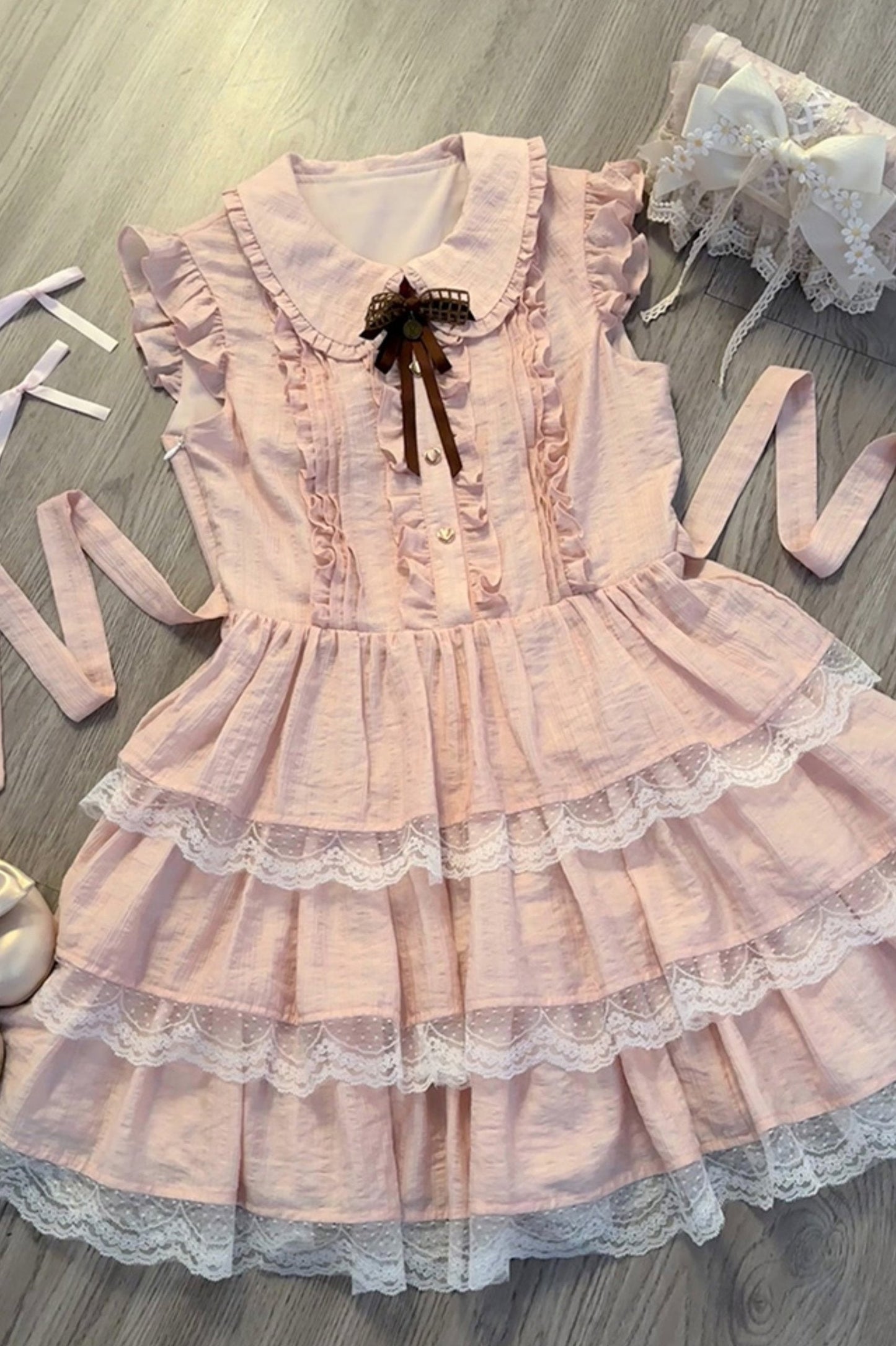 Flutter Sleeve Pink Lace Princess Dress